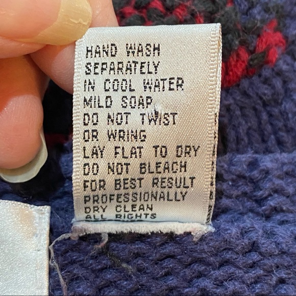 Vintage Sweater Button Front V-neck Eclectic Hand Knitted Diamond Flower - Picture 10 of 10